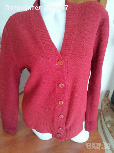 Дамска жилетка-букле-цвят малина и подарък елек, снимка 1