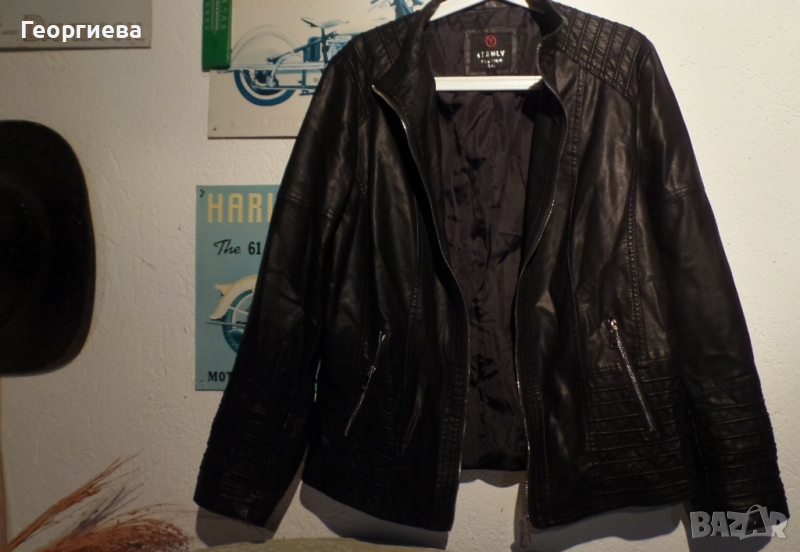 Черно кожено яке (еко кожа), снимка 1