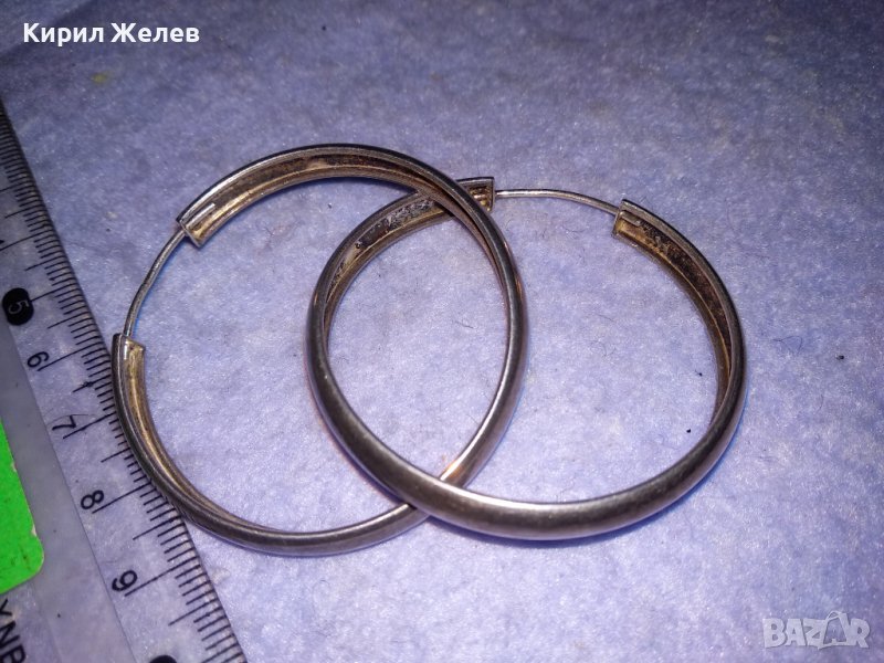 ГОЛЕМИ СТАРИ КЛАСИЧЕСКИ СРЕБЪРНИ ОБЕЦИ Тип ОБРЪЧИ ВИСОКА ПРОБА СРЕБРО РЪЧНА МАЙСТОРСКА РАБОТА 34445, снимка 1