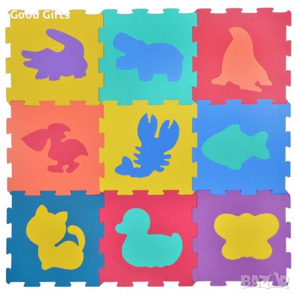Детски подов пъзел Животни 31,5x31,5 см (9 части), снимка 1