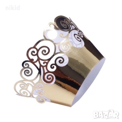 12 бр Завъртулки сребристи декори декорация за мъфини кексчета дантела кошнички, снимка 1