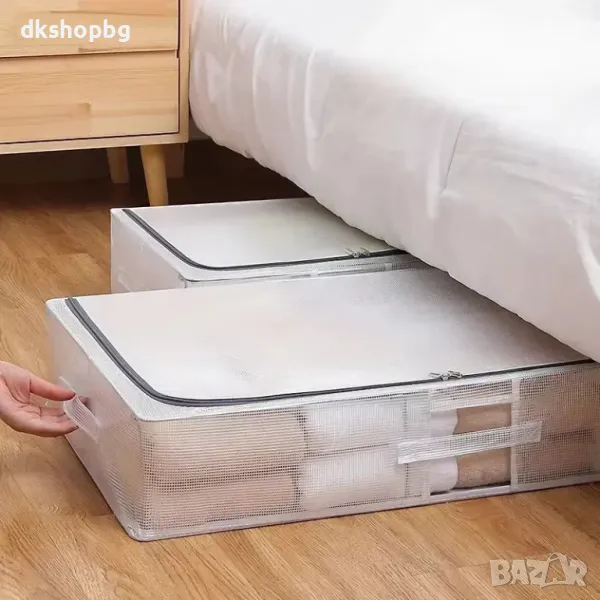 4384 Голяма прозрачна плоска кутия за съхранение на дрехи, снимка 1