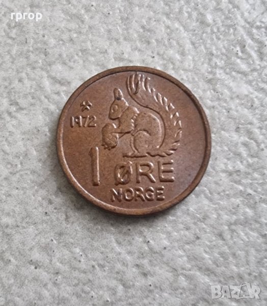 Монета. Норвегия. 1 оре. 1972 година. Рядка., снимка 1