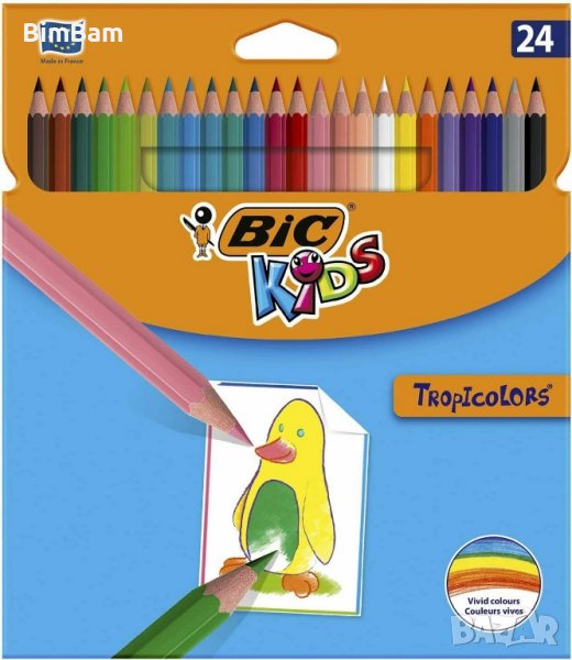 Цветни моливи BIC Kids - Tropicolors - 24 цвята, снимка 1