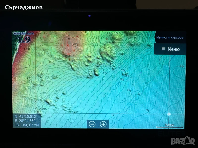 Морска, дълбочинна навигационна карта с дънен релеф!, снимка 1
