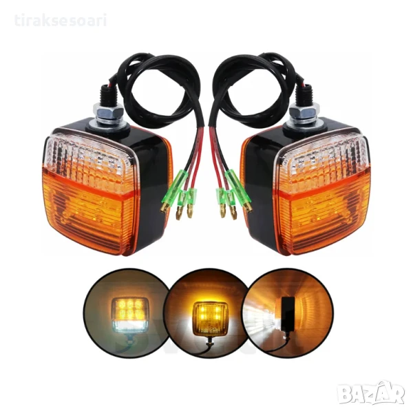 2 Броя LED Габарит с мигач за трактор/мотокар 13 диода 12-60V IP67, снимка 1