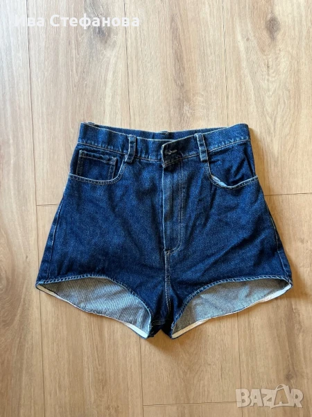 дънкови нови елегантни висока талия класически къси панталони памучни оригинални деним шорти и, снимка 1