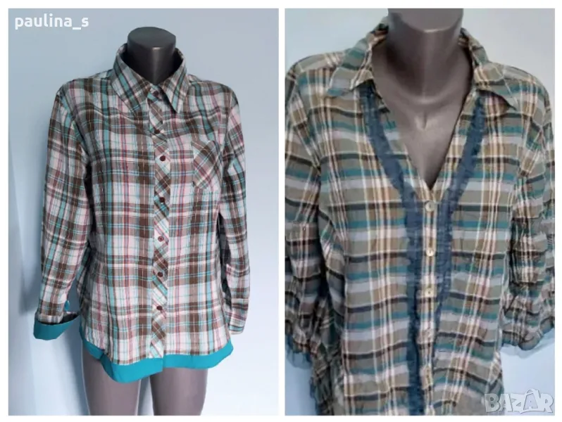 Два броя / Дамска памучна риза в каре / голям размер , снимка 1