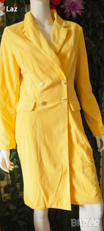 джинсова офис бизнес официална рокля тип сако, снимка 1