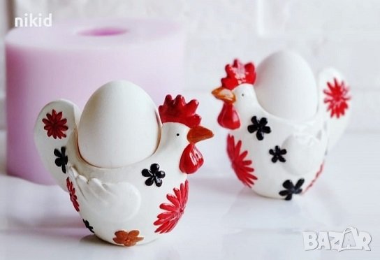 3D Кокошка поставка за яйце яйца Великденски силиконов молд форма калъп гипс кашпа, снимка 1
