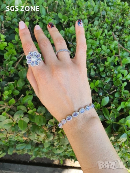 СРЕБЪРНА ГРИВНА С ТАНЗАНИТ, снимка 1