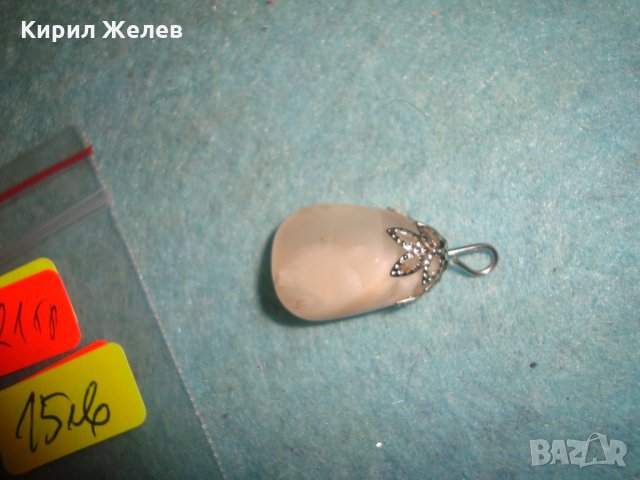 СТАР АРТ ДЕКО ПЕНДАНТ - ЛУНЕН КАМЪК РЪЧНА ИЗРАБОТКА МЕДАЛЬОН 14189, снимка 3 - Антикварни и старинни предмети - 35596765