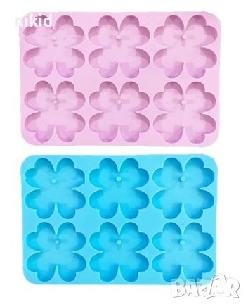 6 детелини детелина силиконов молд форма фондан гипс смола шоколад висулка ключодържател обеци, снимка 3 - Форми - 37725990