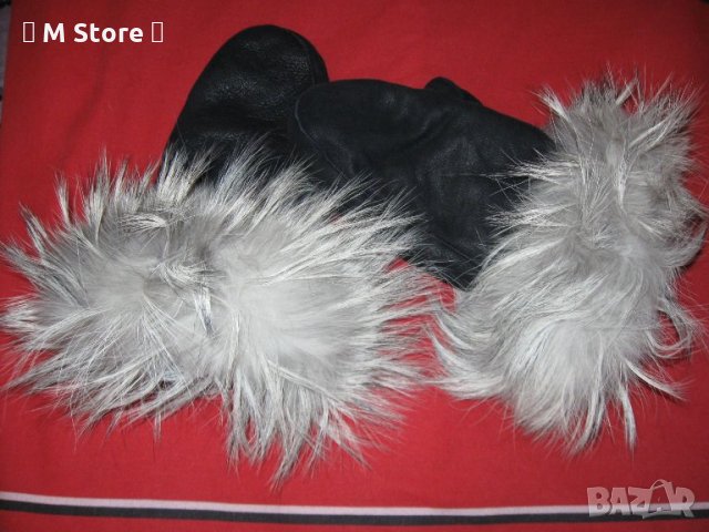 Дамски топли кожени ръкавици от естествена кожа с естествен косъм и вата отвътре, снимка 4 - Ръкавици - 30677570