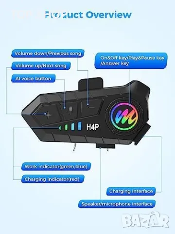 Нова слушалка за каска мотоциклет свободни ръце колоездене ски спорт, снимка 8 - Bluetooth слушалки - 49239124