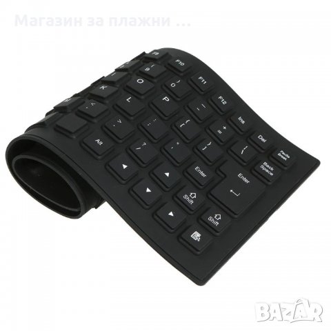 Клавиатура, силиконова, устойчива на заливане, прах и удари, USB Черна - код 0081, снимка 3 - Клавиатури и мишки - 34504010