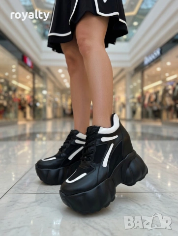 Кецове на платформа - черно с бяло