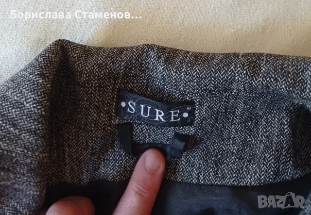 Черно-сиво сако SURE, снимка 5 - Сака - 56376777