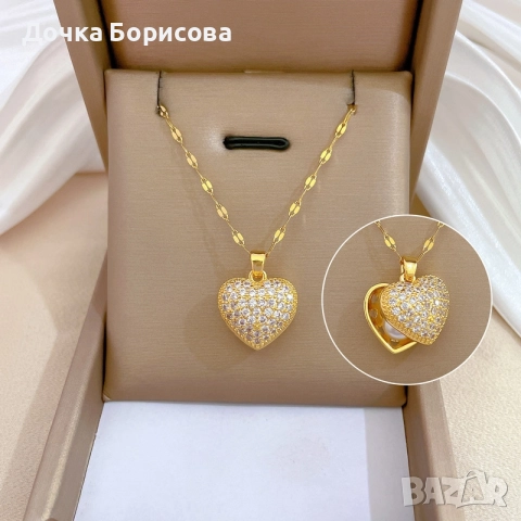 Отварящо се колие сърце с перла 