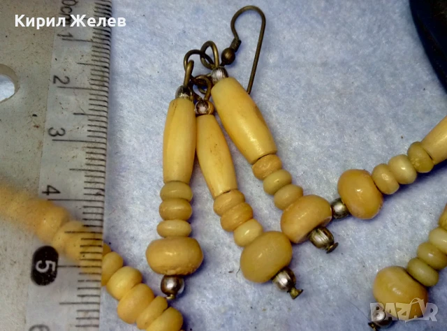 КОМПЛЕКТ СТАРИ ОГЪРЛИЦА и ОБЕЦИ МАЙСТОРСКИ РЪЧНО ИЗРАБОТЕНИ от КОСТ РОГ и БРОНЗЕ ЕтнАРТ НАКИТИ 17412, снимка 5 - Бижутерийни комплекти - 51360686