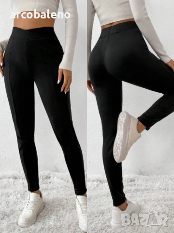 Дамски черен термо клин с кръстосани шевове на талията