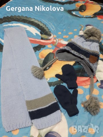 Зимна шапка,шал и ръкавички за бебе