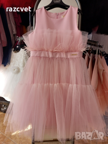 💃Детска официална рокля с тюл за момиче в розово