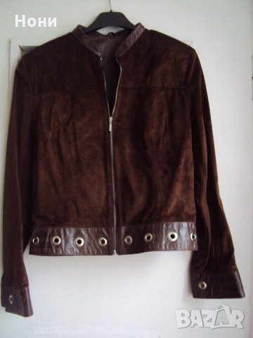 Дамско марково велурено яке кафяво от естествена кожа  Rockeds
