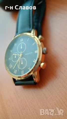 Мъжки ръчен испански Basista! Златиста каса 40мм*Нова батерия! Кожена каишка*, снимка 4 - Мъжки - 49367728