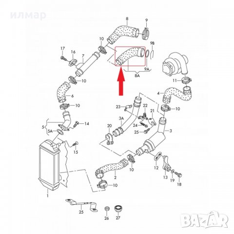 6E0145790E Маркуч за турбо /интеркулер за Фолксваген Лупо 1,2тди и 1,4 тди, снимка 3 - Части - 30275043