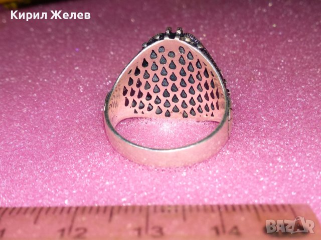 КРАСИВ СКЪПОЦЕНЕН АВТОРСКИ СРЕБЪРЕН ПРЪСТЕН СРЕБРО 925 с ШЛИФОВАН ХРИЗОПРАЗ и ПЕЧАТ на ЮВЕЛИРА 43354, снимка 17 - Пръстени - 44393980