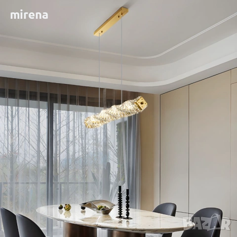 Модерна златна таванна лампа с кристално LED ЛЕД осветление за кухня, снимка 7 - Лампи за таван - 53180754