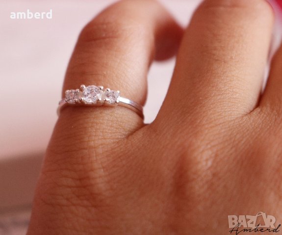 Сребърен пръстен с бели цирконии  - модел PLR033, снимка 4 - Пръстени - 22135105
