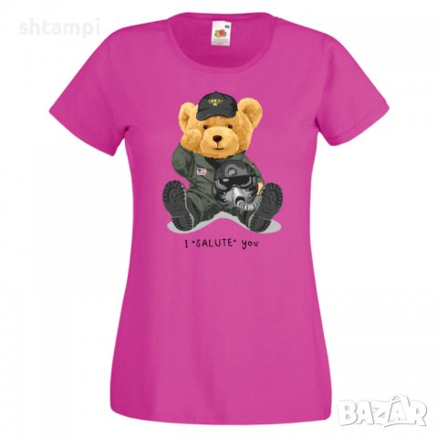 Дамска тениска bear I SALUTE you,Мече,Меченце,Животно, Играчка,Изненада,Подарък,Повод,, снимка 8 - Тениски - 37291816