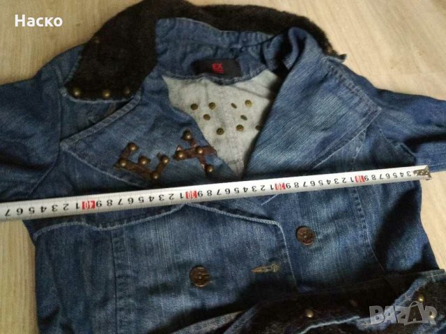 EX Coanni , дънково манто с колан, дънково яке, снимка 4 - Якета - 31177189