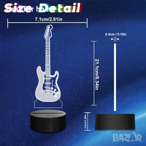 3D LED лампа за оптични илюзии с дистанционно управление и таймер, снимка 4 - Други - 52415111