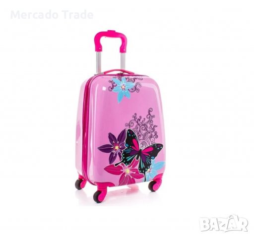 Комплект Mercado Trade, Куфар и раница, За деца, Пеперуди, Розов, снимка 5 - Кенгура и ранички - 40181741
