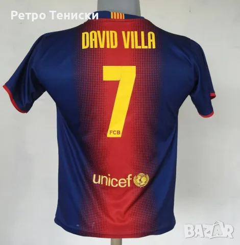 Тениска на Барселона • домакински екип • David Villa #7 • FCB • многоцветно • размер L • Деца
