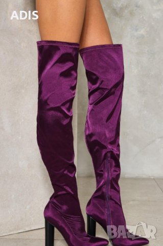 Чизми високи ботуши над коляно Mercary /велвет кралско лилаво 38 /39/нови, снимка 9 - Дамски ботуши - 38977675
