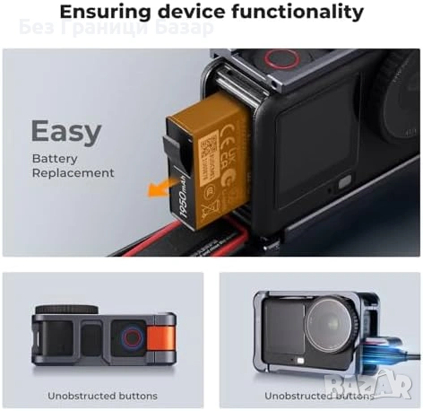 Нова Клетка за DJI Osmo Action 6 алуминиева Cold Shoe Quick Release рамка екшън камера, снимка 6 - Чанти, стативи, аксесоари - 54353537