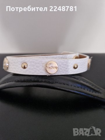 Бяла кожена гривна Isadora, снимка 3 - Гривни - 42435055