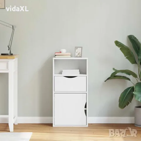 vidaXL Страничен шкаф с чекмедже ODDA White 40x24x79 cm, снимка 3 - Бюфети - 56147511