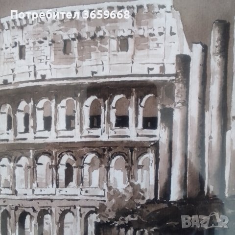 Картина,Колизеума, туш, подписана, снимка 5 - Картини - 40181309