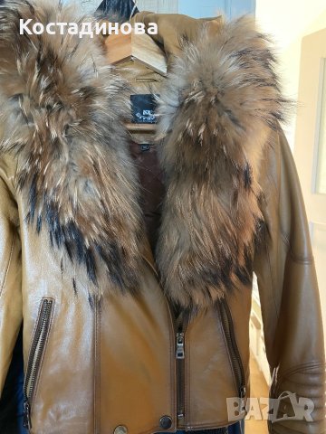 Естествена кожа яке ракун