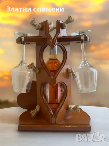 Ръчно изработена дървена стойка за вино – уникален подарък, снимка 3 - Подаръци за рожден ден - 48625458