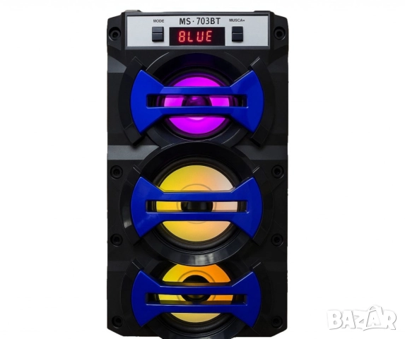 Колона MS-703BT - навсякъде с вас! Свързва се чрез Bluetooth. Говорители - 3 бр. Мощност - 12 W. LED, снимка 2 - Друга електроника - 51948719