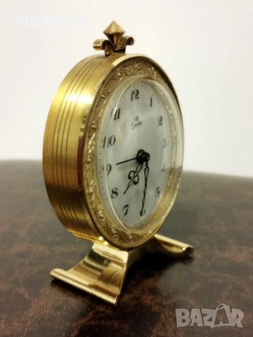 Стар швейцарски будилник, настолен часовник, снимка 7 - Антикварни и старинни предмети - 52318413