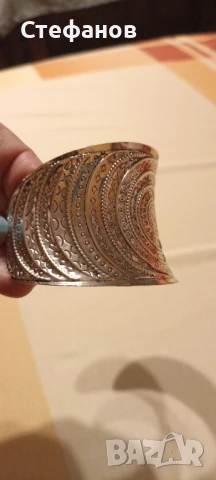 Широка дамска гривна метал антично сребро, снимка 4 - Други - 50647134