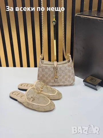 Gucci Дамски Затворени Чехли С Кристали Гучи - Различни Цветове Код SEM-583, снимка 3 - Чехли - 55876444