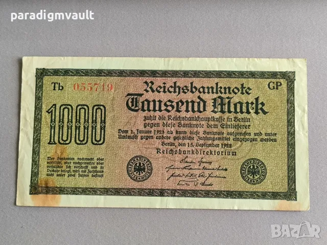 Райх банкнота - Германия - 1000 марки | 1922г.